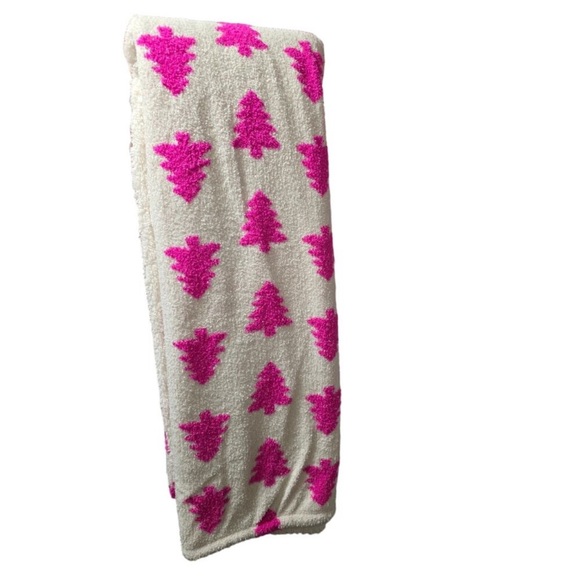 Cupcakes and Cashmere Pink Tinsel Christmas Tree Oversized Throw Blanket 50x70 - Picture 6 of 7